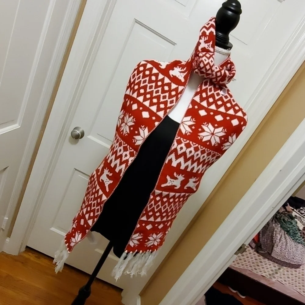 Scarf & head band red/white one size